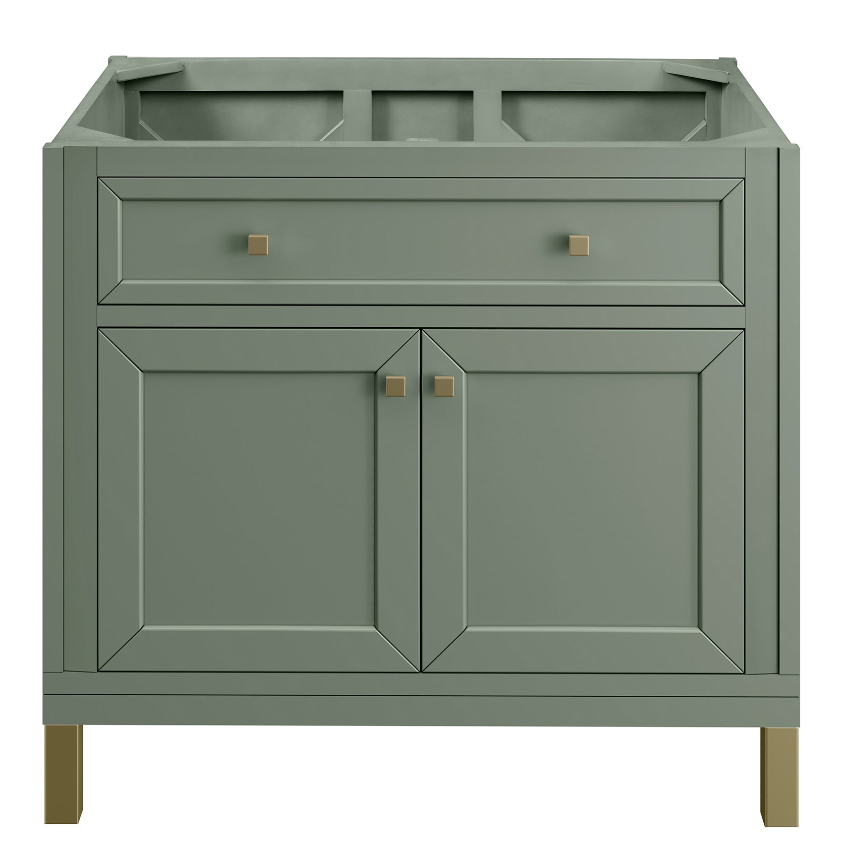 James Martin Vanities Chicago Collection 36-Inch Single Bathroom Vanity in Smokey Celadon - Cabinet Only | Modern Bathroom Storage Solution for Small Spaces & Powder Rooms