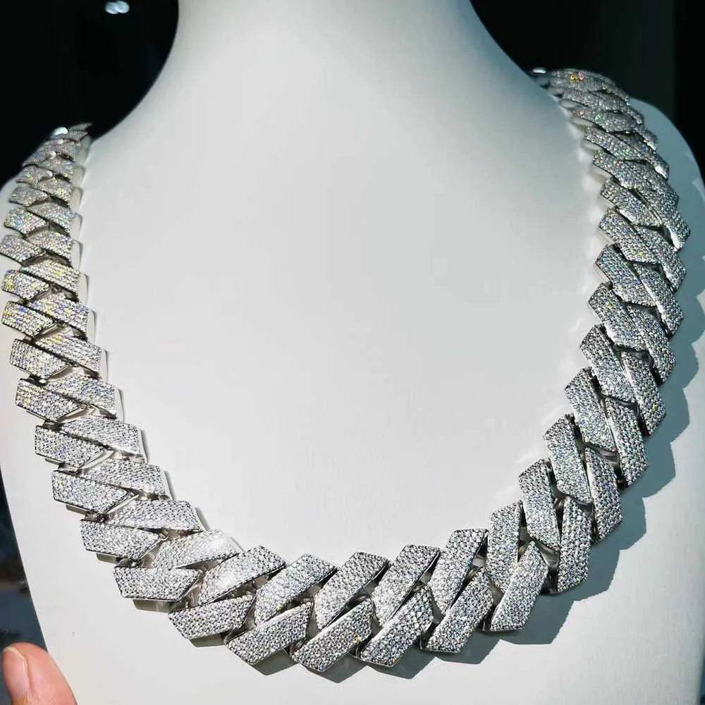 24K Gold Plated Moissanite Cuban Link Tennis Chain Necklace for Men - Iced Out Hip Hop Jewelry - Perfect for Gifts, Parties & Everyday Wear