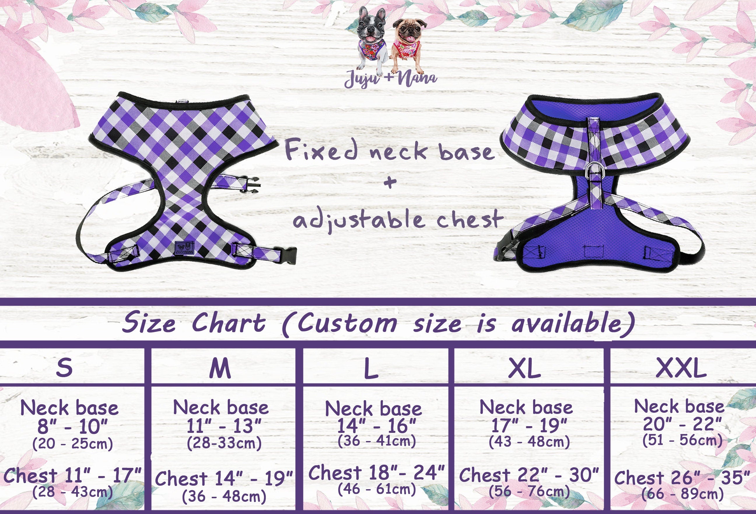 **Purple Rose Flower Dog Harness - Adjustable Pet Vest for Small & Medium Dogs - Perfect for Walks, Training & Outdoor Adventures**