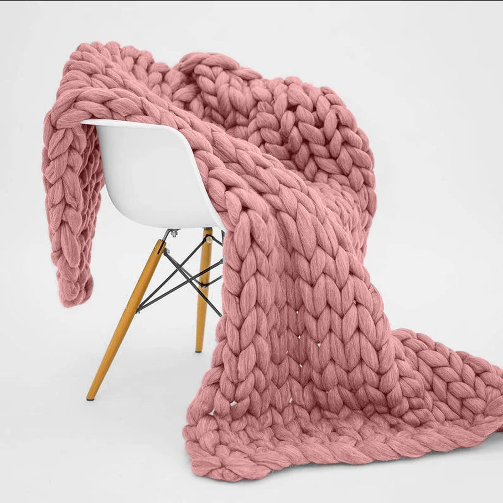 Chunky Knit Blanket Throw - Soft Chenille Yarn Cable Knit Weighted Blanket (100x200cm) | Cozy Home Decor, Perfect for Sofa, Bed & Gifting