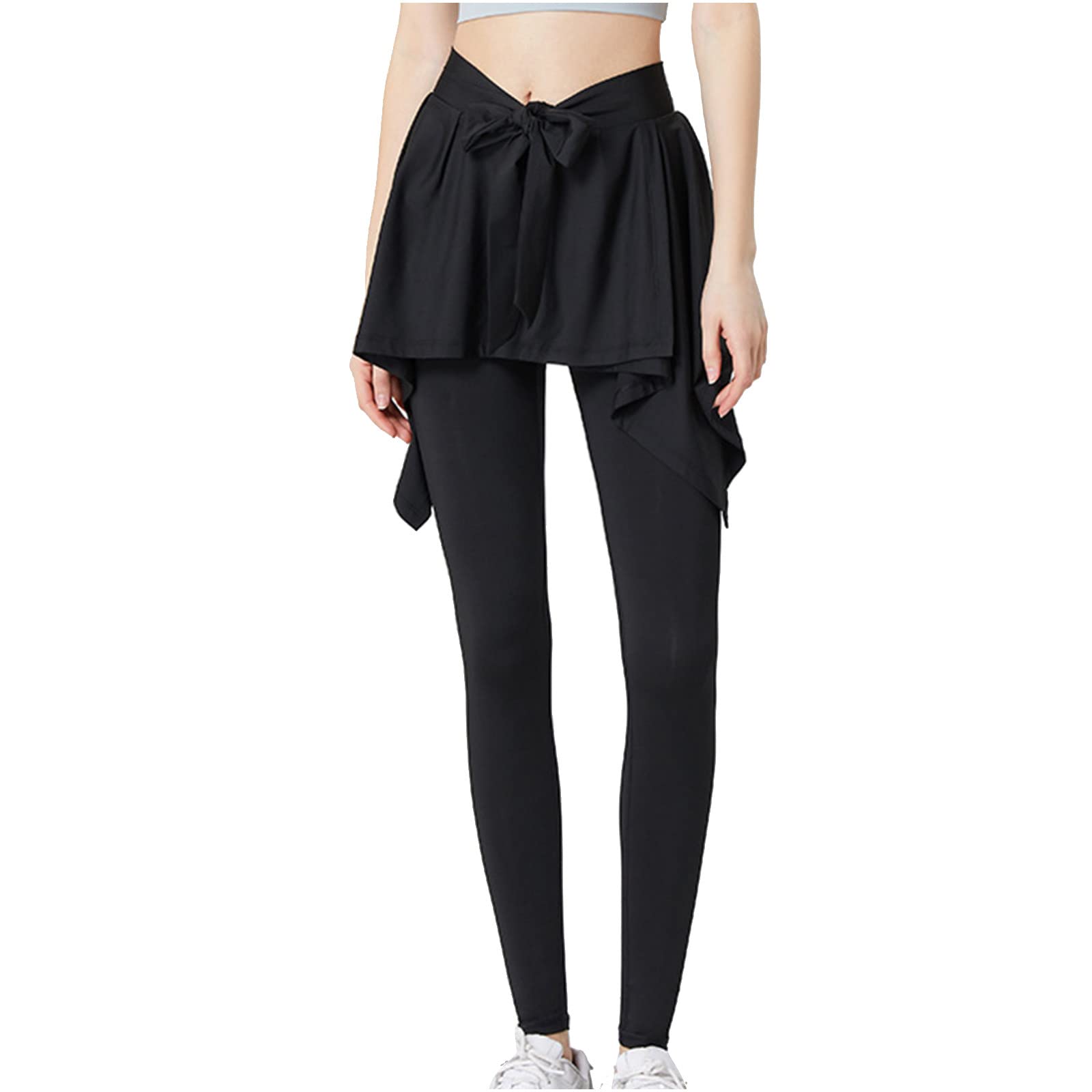 Plus Size 2-in-1 Skirted Leggings - High Waisted Yoga Pants for Workout & Running