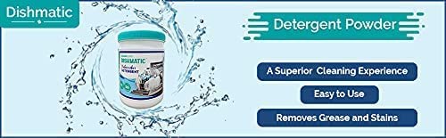 DISHMATIC Dishwasher Detergent Powder (1 kg) - Powerful Automatic Cleaner for Spot-Free & Sparkling Dishes | Compatible with All Dishwasher Machines | Ideal for Daily Use, Parties & Large Families