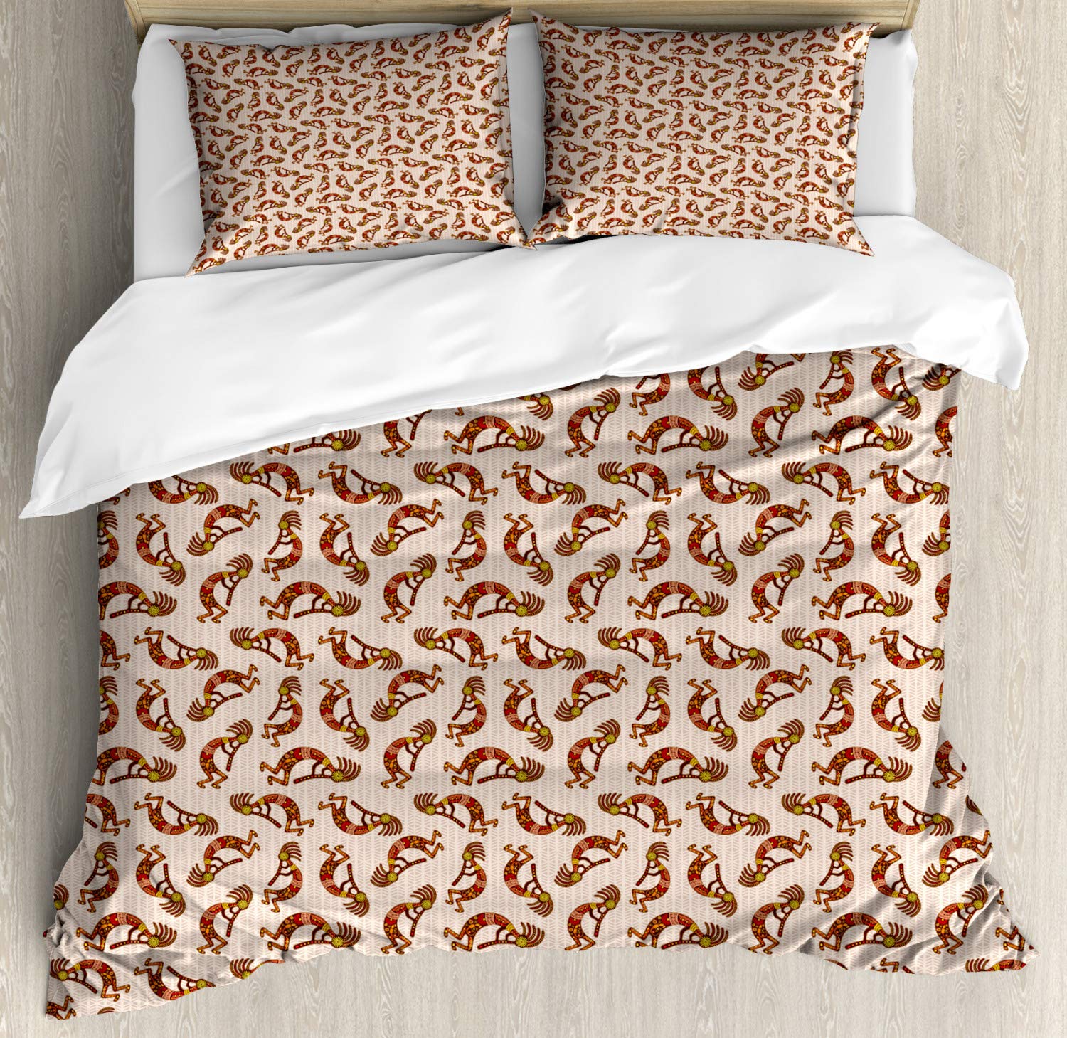 Ambesonne Ethnic Duvet Cover Set King Size - Warm Colored Tribal Art Herringbone Pattern 3-Piece Bedding with 2 Pillow Shams, Burgundy & Multicolor - Perfect for Bohemian Bedroom Decor, Guest Room Styling & Cultural Home Accents