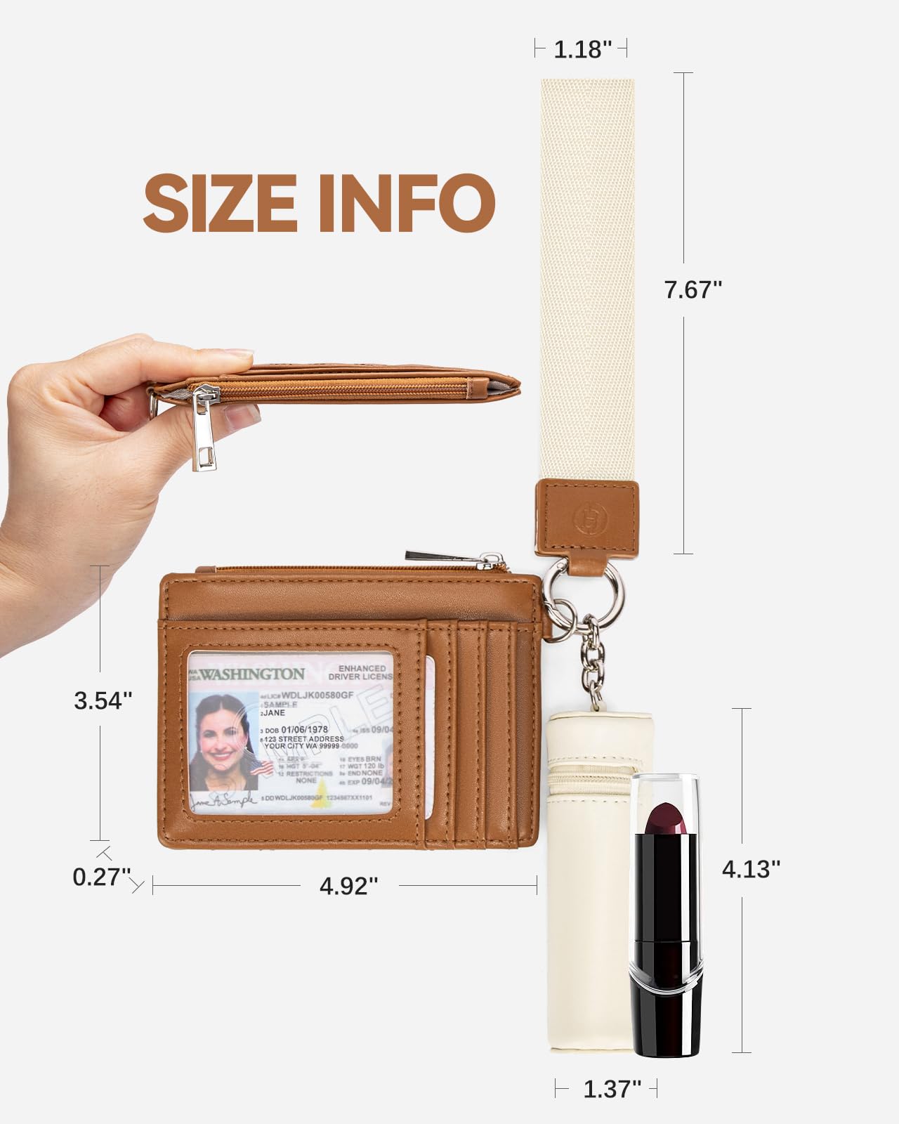 BOSTANTEN Women's RFID Blocking Leather Keychain Wallet - Slim Credit Card Holder with Coin Purse & Lipstick Case (Beige & Brown) | Perfect for Travel, Shopping & Everyday Use