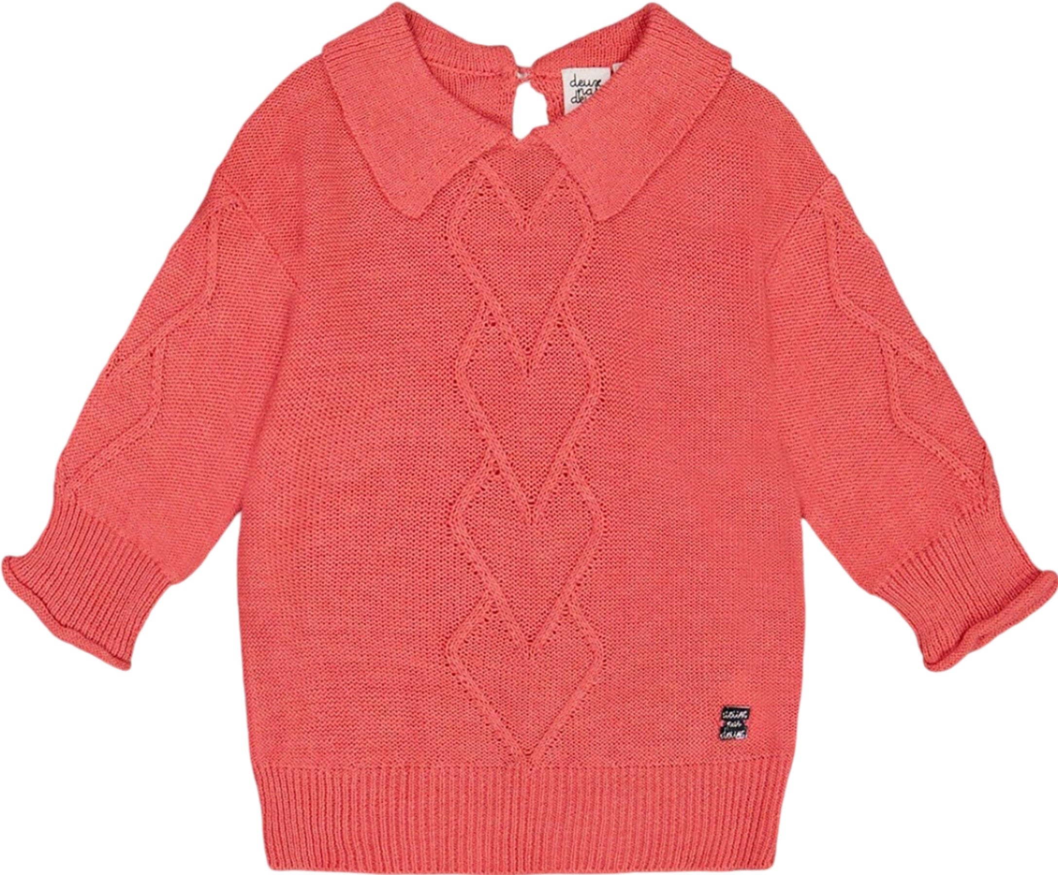 3/4 Sleeve Knit Sweater with Collar for Little Girls - Soft & Comfortable Winter Pullover for School, Playdates & Family Outings