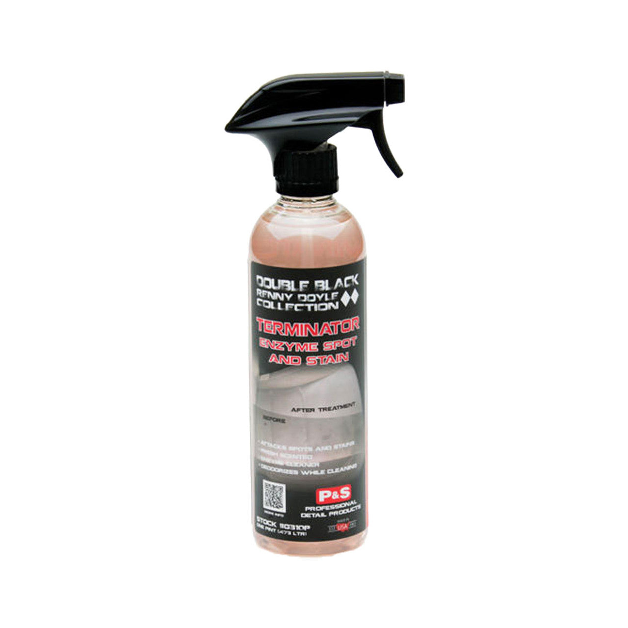 P&S Double Black Collection Terminator Enzyme Spot & Stain Remover - Powerful Carpet & Upholstery Cleaner for Tough Stains | Perfect for Home, Auto & Pet Stain Removal