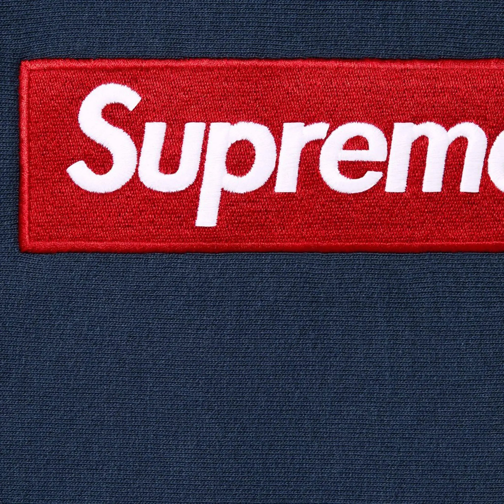 Supreme Box Logo Navy Hoodie for Men & Women | Winter Fleece Pullover with Front Pocket | Streetwear Fashion for Urban Style & Casual Outfits (FW24)