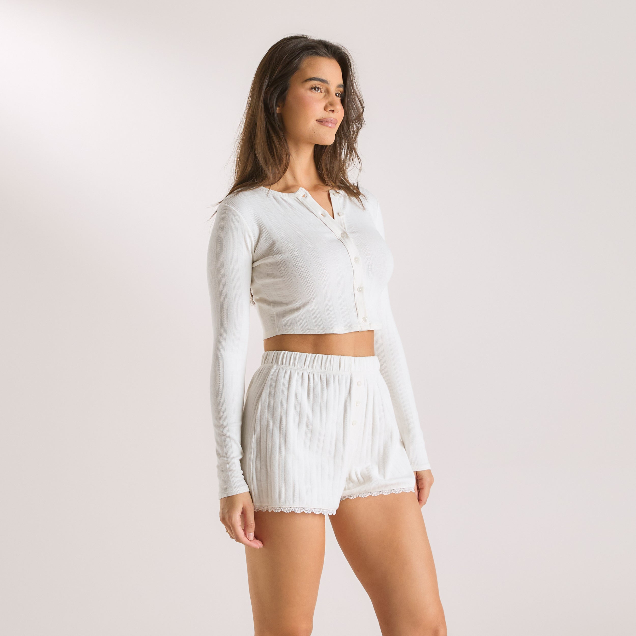 Pointelle Cardigan for Women - Soft Cream Knit Sweater | Lightweight Open Front Cardigan for Spring & Fall | Perfect for Layering, Office Wear & Casual Outfits
