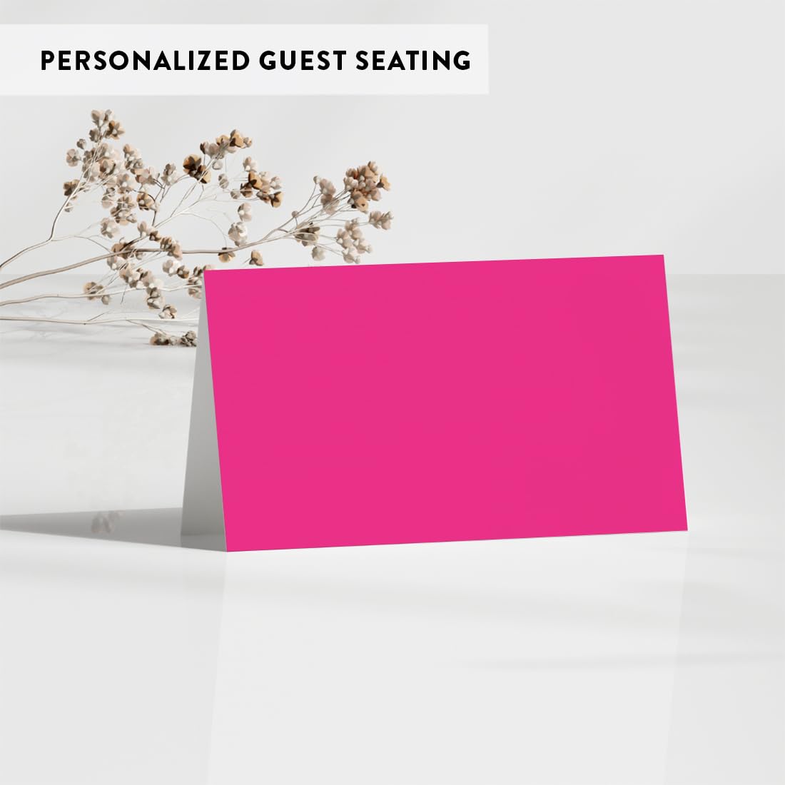 Andaz Press Printable Table Tent Place Cards - Fuchsia 20-Pack Blank Name Cards for Wedding, Baby Shower & Graduation Events | Perfect for Seating Arrangements & Table Settings at Parties, Receptions & Celebrations