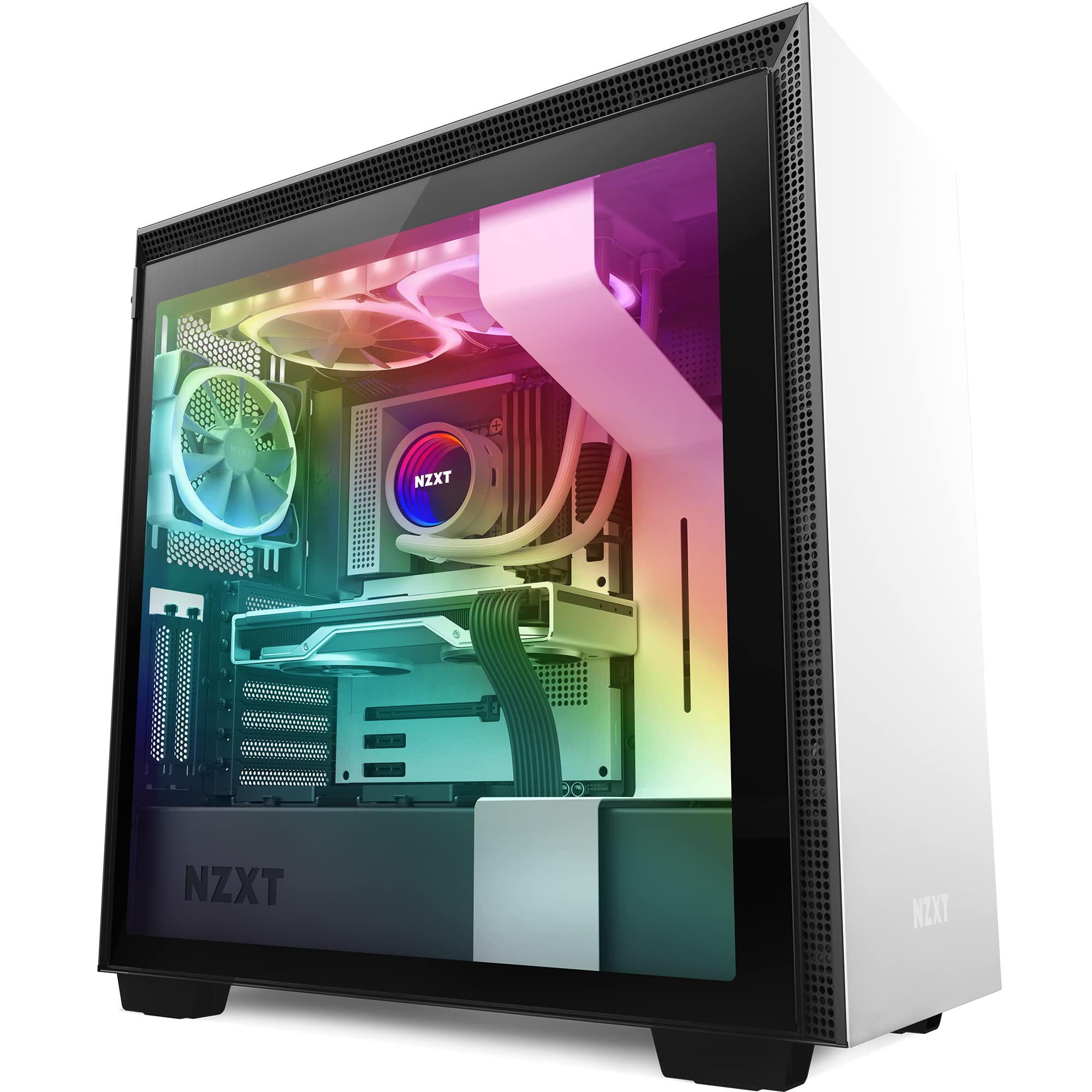 NZXT Kraken X63 RGB 280mm AIO Liquid CPU Cooler - Infinity Mirror Design with RGB Lighting - Includes 2 Aer RGB V2 140mm Fans - White - Perfect for Gaming PCs and High-Performance Workstations