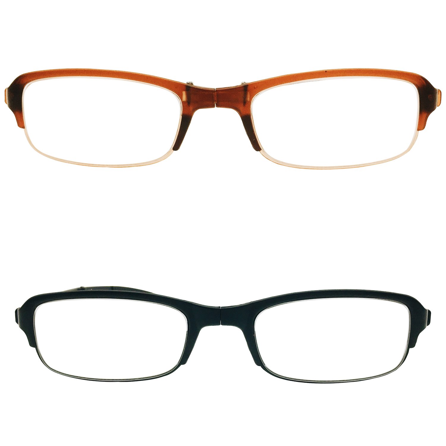 2 Pairs Lightweight Folding Reading Glasses with Travel Case - Portable Readers for Men & Women - Perfect for Travel, Reading, and Outdoor Activities