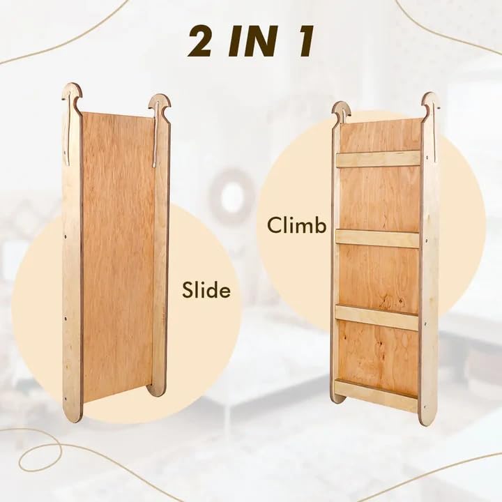 4 in 1 Montessori Indoor Climbing Set for Toddlers - Wooden Play Gym with Triangle Ladder, Arch, Climbing Ramp & Net - Baby Gym Climbing Frame for Kids Ages 1-7 (XL Size) - Perfect for Home Playroom, Daycare & Indoor Toddler Activities