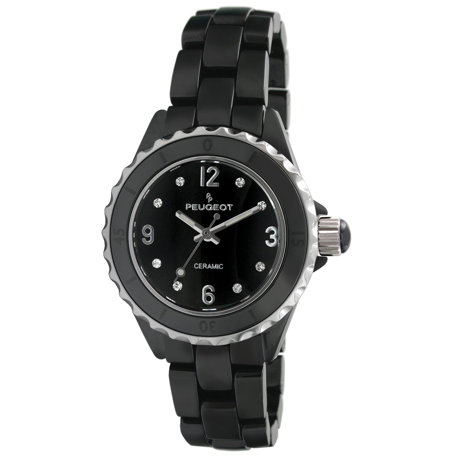Peugeot Ceramic Sports Watch with Swarovski Crystals - Waterproof Luxury Wristwatch for Men & Women - Perfect for Running, Swimming & Everyday Wear