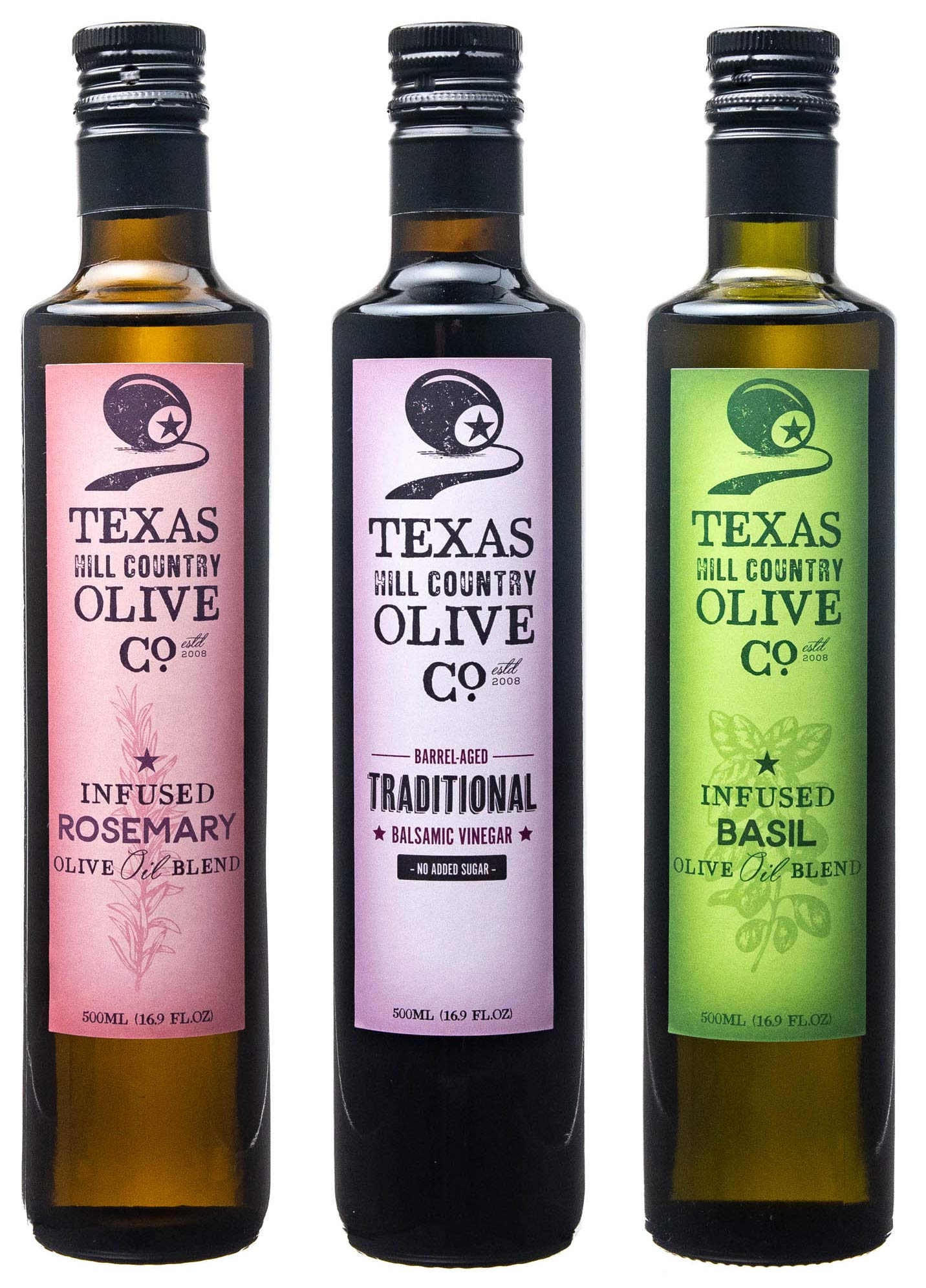 Premium Herb Infused Olive Oil & Balsamic Vinegar Gift Set - Rosemary & Basil Flavored Olive Oils (500ml Each) + Traditional Balsamic Vinegar (500ml) - Perfect for Cooking, Salad Dressing & Gourmet Gifts