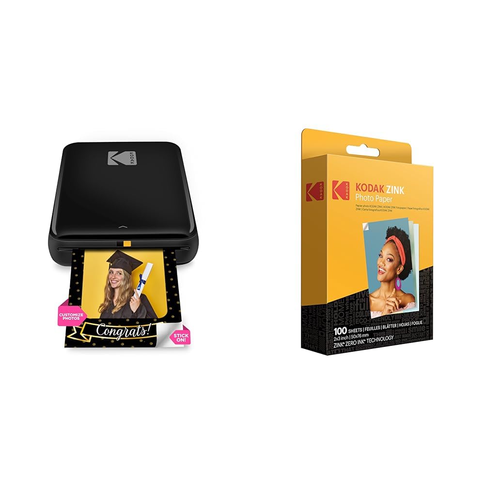 Kodak Step Wireless Mobile Photo Mini Printer (Black) - Compatible with iOS & Android, NFC & Bluetooth - Print 2