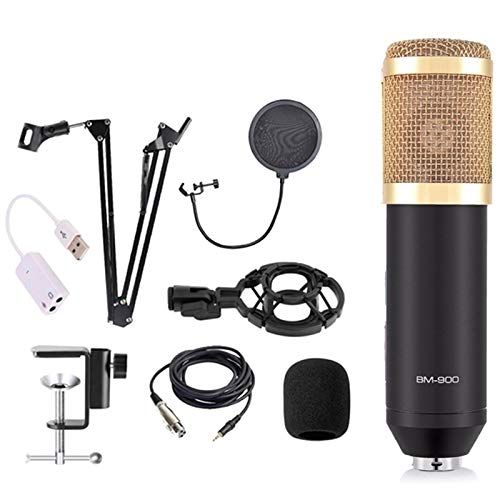 BM-900 Professional Condenser Microphone Kit with Stand - Studio Quality Podcast & Voice Recording Equipment (Black) - Perfect for Home Studios, Podcasting, Streaming & Music Recording