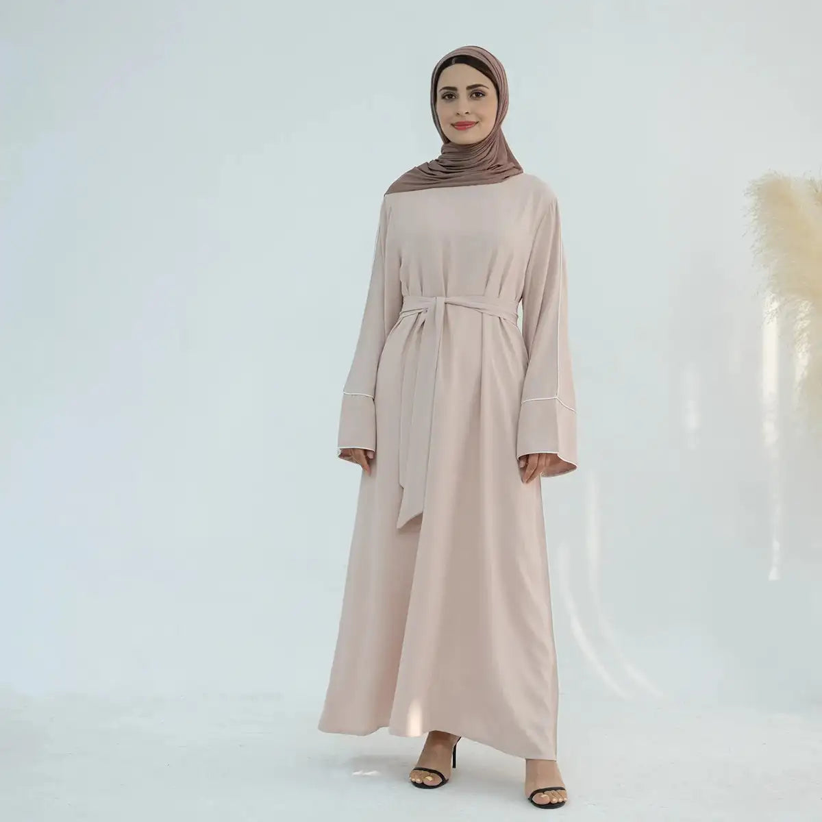 Elegant Solid Color Hem Abaya Dress - Modest Islamic Fashion for Women | Perfect for Prayer, Mosque, and Everyday Wear