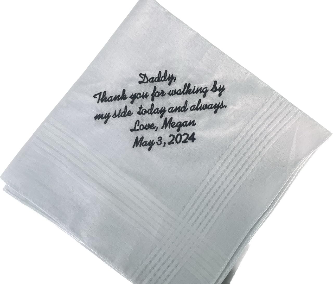 Personalized Embroidered Wedding Handkerchief for Father - Thoughtful Wedding Gift for Dad - Perfect for Father of the Bride, Groom's Dad & Wedding Ceremonies