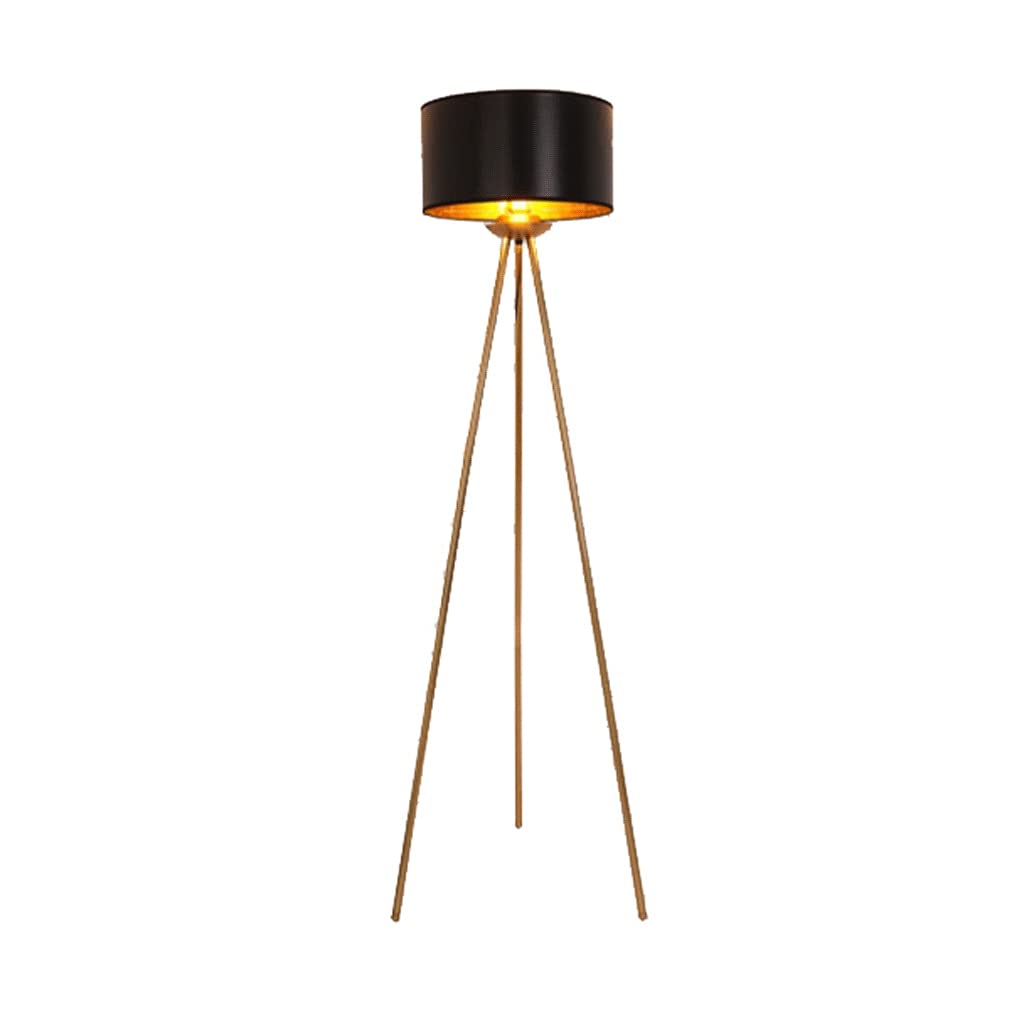 Golden Tripod Floor Lamp with White Feather Shade - 12W Remote Control Modern Standing Lamp for Bedroom, Living Room & Kitchen | Elegant Tall Lighting for Reading Corner, Lounge Area & Home Office (Black)