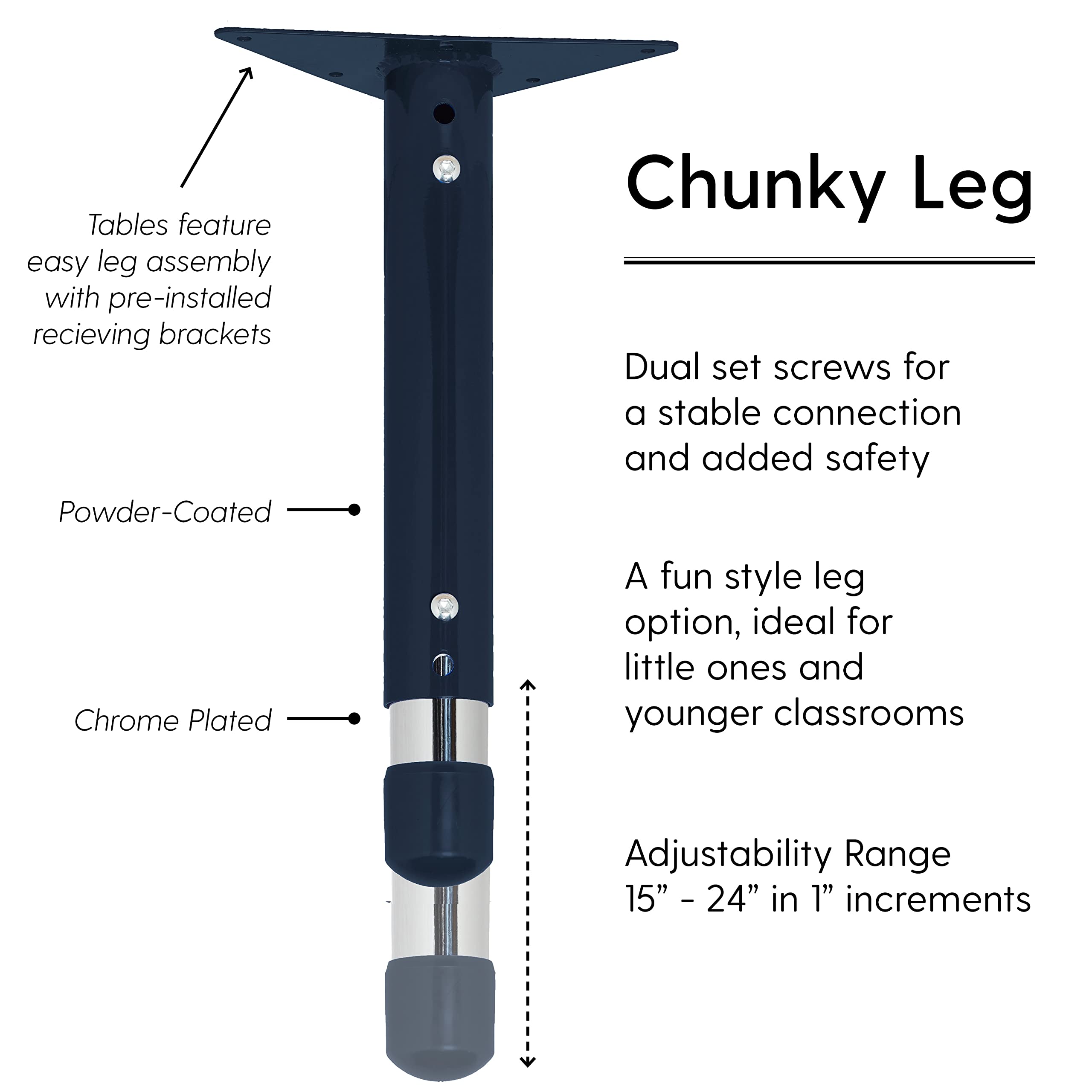 Adjustable Height Kids Activity Table 30x72 Inch - Rectangle School & Classroom Table for Toddlers with Chunky Legs, Maple Top & Navy Edge - Perfect for Preschool, Daycare & Home Learning