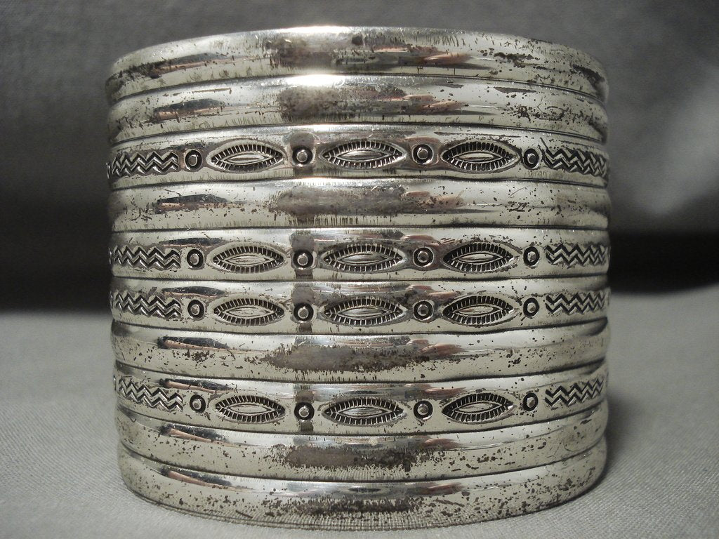 Authentic Vintage Navajo Native American Silver Bracelet - 10 Story Tall Early Hand Hammered Jewelry for Women, Perfect for Boho Fashion & Cultural Events
