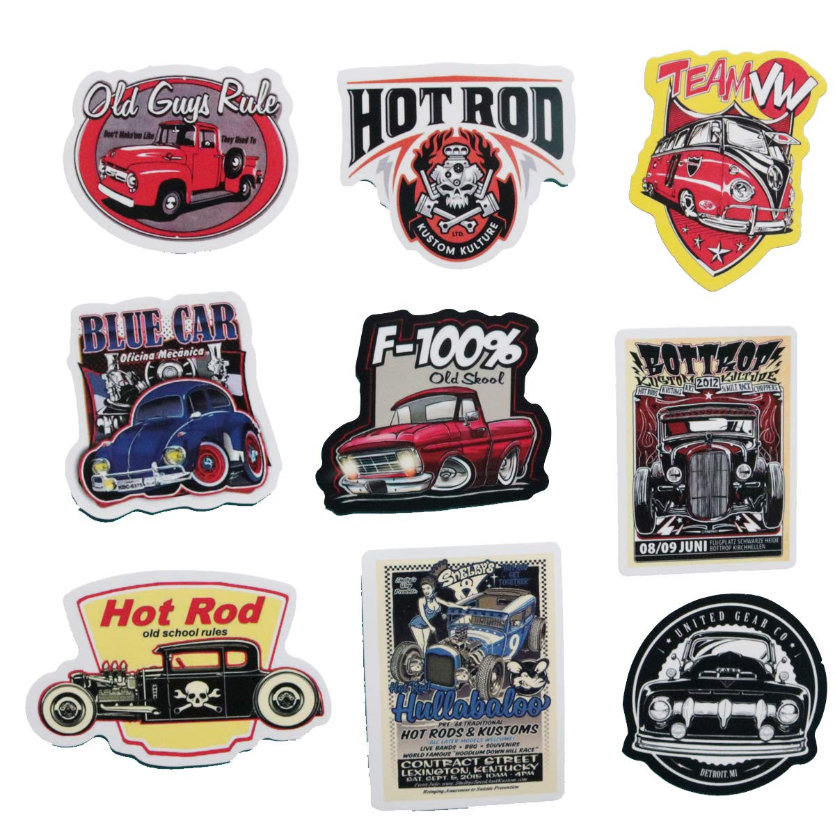 50 PCS Hot Rod Classic Car Vinyl Stickers - Waterproof Decals for Laptop, Scrapbook, Motorcycle, Bicycle & Luggage - Durable Decorative Stickers for Car Enthusiasts & DIY Projects