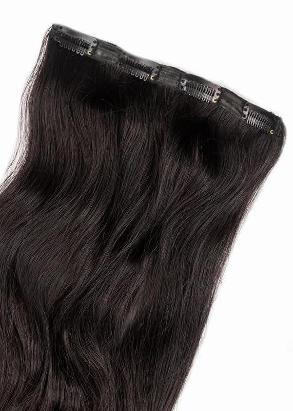 Happy Heads Classic 1 Set Volumizer Clip-in Hair Extensions - 24 Inches Dark Brown 100% Human Hair for Women & Girls | Perfect for Weddings, Parties & Everyday Hairstyling