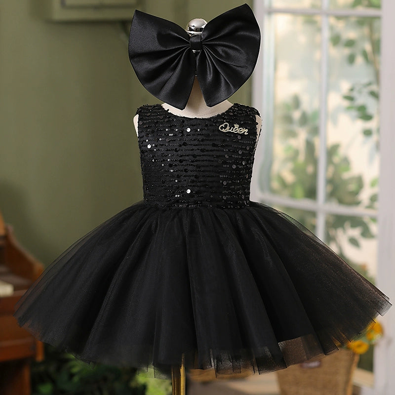 Elegant Black Sleeveless Puff Princess Dress for Baby Girls - Toddler Formal Party Dress for Birthday, Photo Shoot & Special Occasions