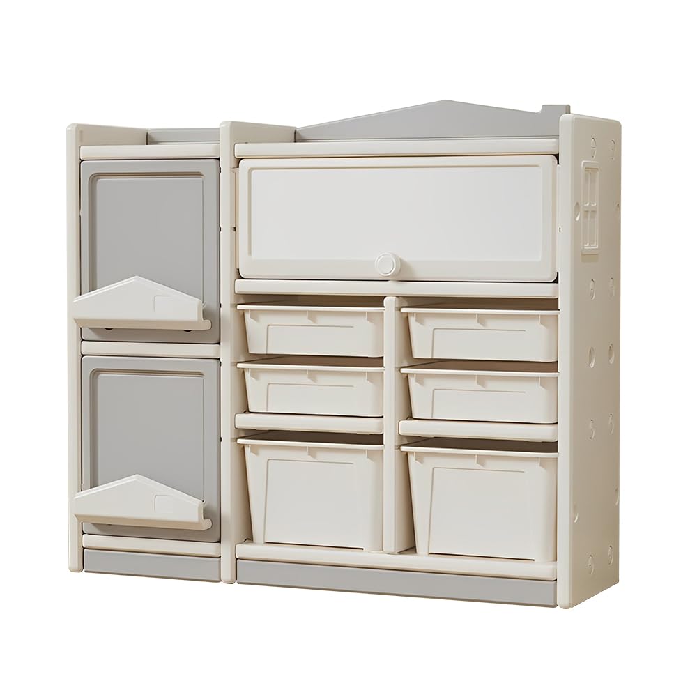 IMGDD Multilayer Storage Organizer for Kids Toys, Books & Blocks - Plastic Floor Shelf Cabinet with Baskets - Perfect for Playroom, Nursery & Car Organization (Color B)