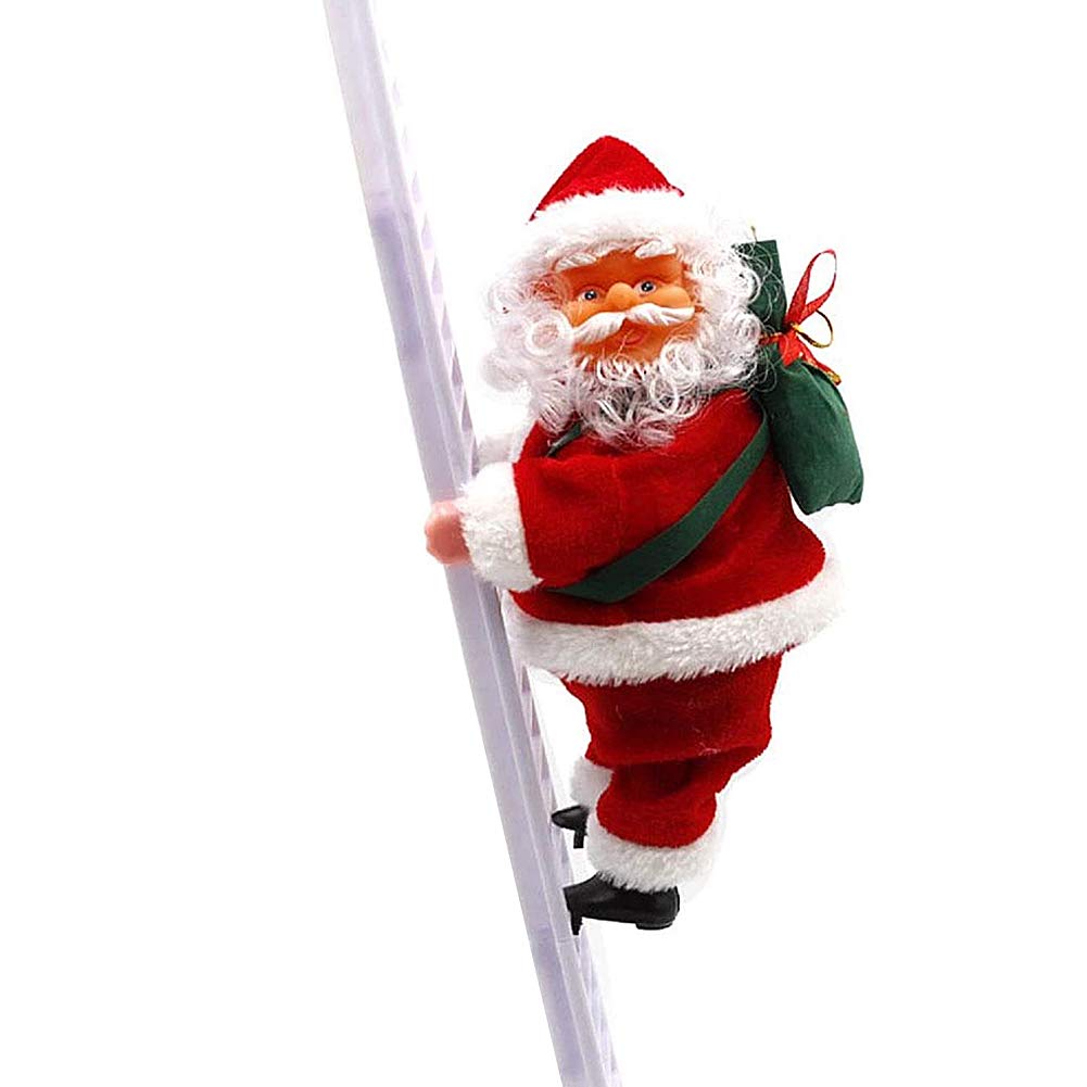 Electric Santa Claus Climbing Ladder Toy - Christmas Animated Decoration with Moving Figure, Xmas Tree Ornament & Holiday Gift for Home, Office & Festive Party Decor