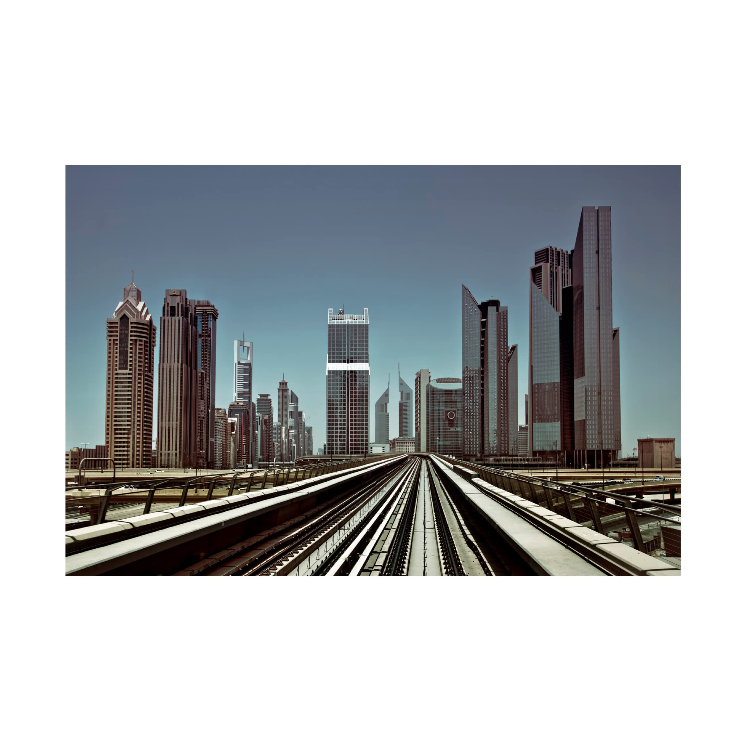 Trademark Fine Art 'Dubai Metro' Canvas Wall Art Print by Naufal - Modern Cityscape Painting for Living Room, Office & Home Decor