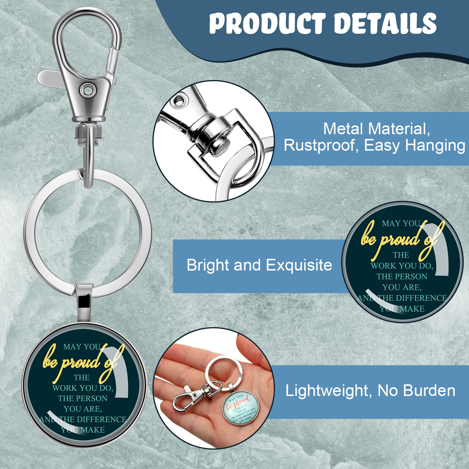 Roowest 20 Pcs Motivational Keychains - Employee Appreciation Gifts for Teachers, Nurses & Coworkers - Perfect for Staff Recognition & Thank You Gifts