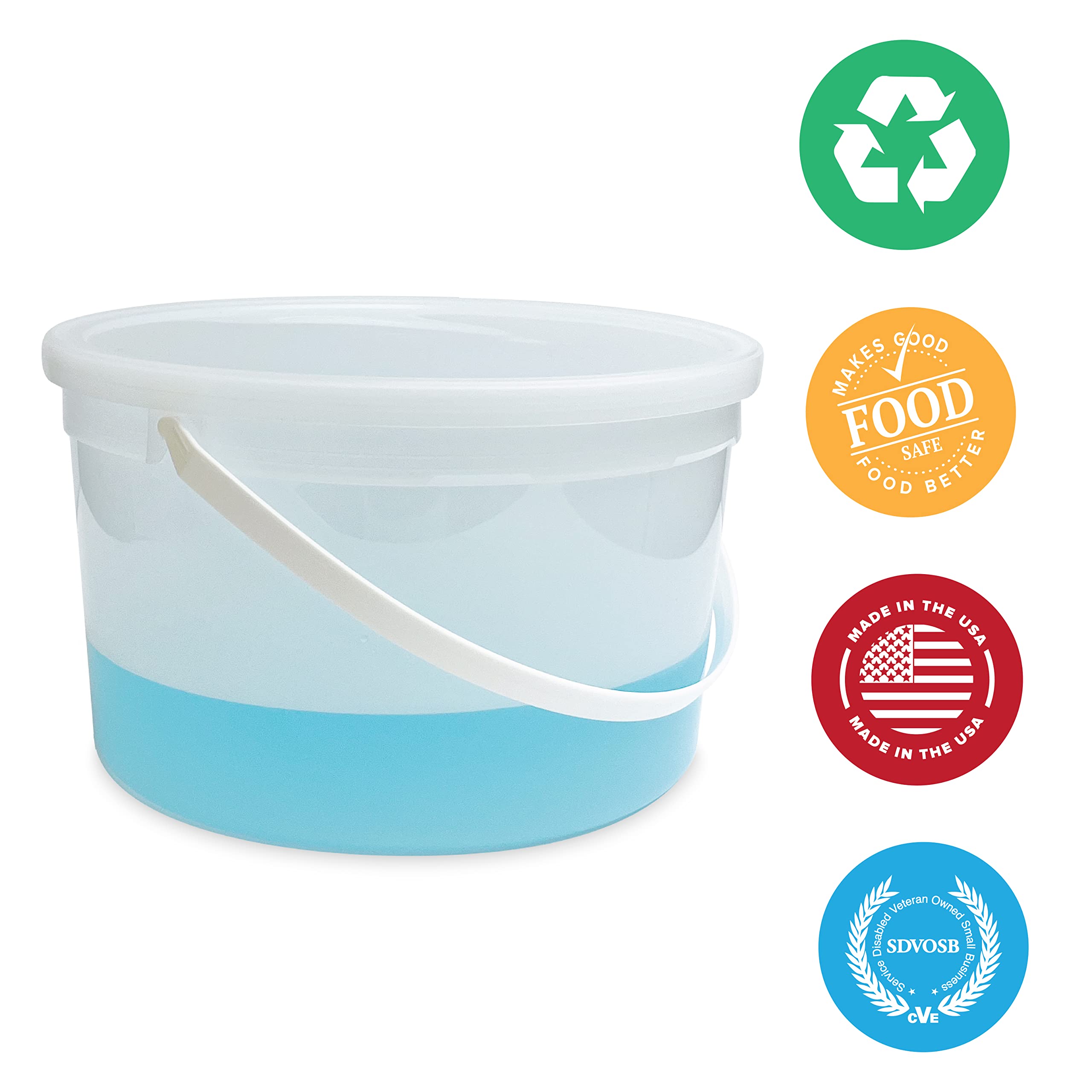 ePackageSupply 10-Pack 1 Gallon BPA-Free Food Grade HDPE Plastic Buckets with Lids | Freezer Safe Round Containers for Ice Cream, Soup & Food Prep | Made in USA | Ideal for Commercial Kitchens, Catering & Bulk Storage