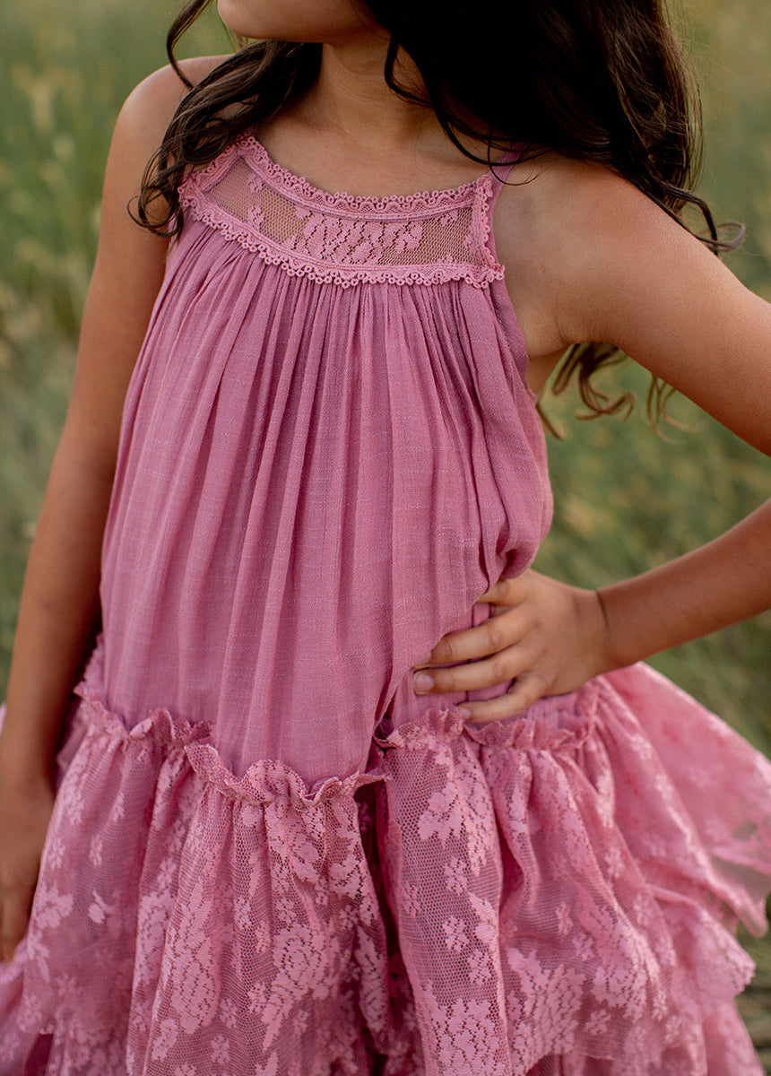 Elegant Catrina Dress in Dusty Rose - Flowy Midi Dress for Women | Perfect for Parties, Weddings & Special Occasions