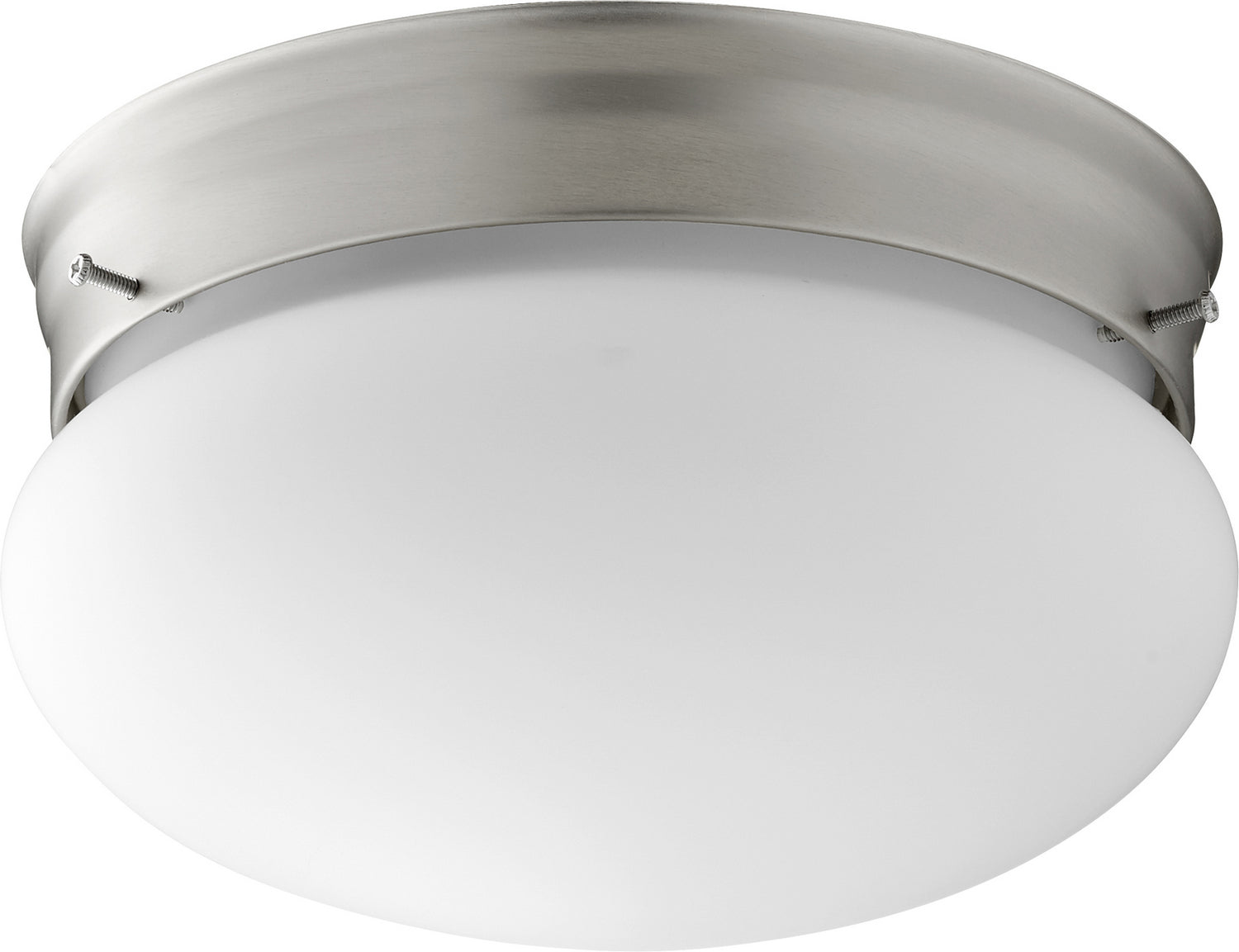 3023 Opal Mushroom Two-Light Ceiling Fixture in Satin Nickel with Satin Opal Glass - Perfect for Bedroom, Living Room & Hallway Lighting