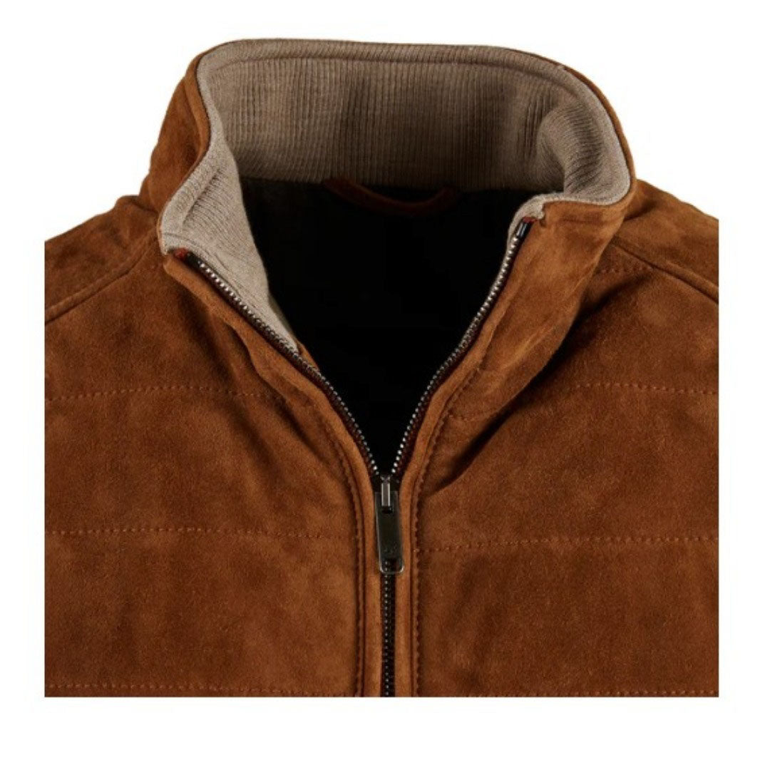 Luciano Barbera Quilted Suede Vest for Men | Premium Winter Fashion Jacket | Perfect for Outdoor Activities & Casual Wear