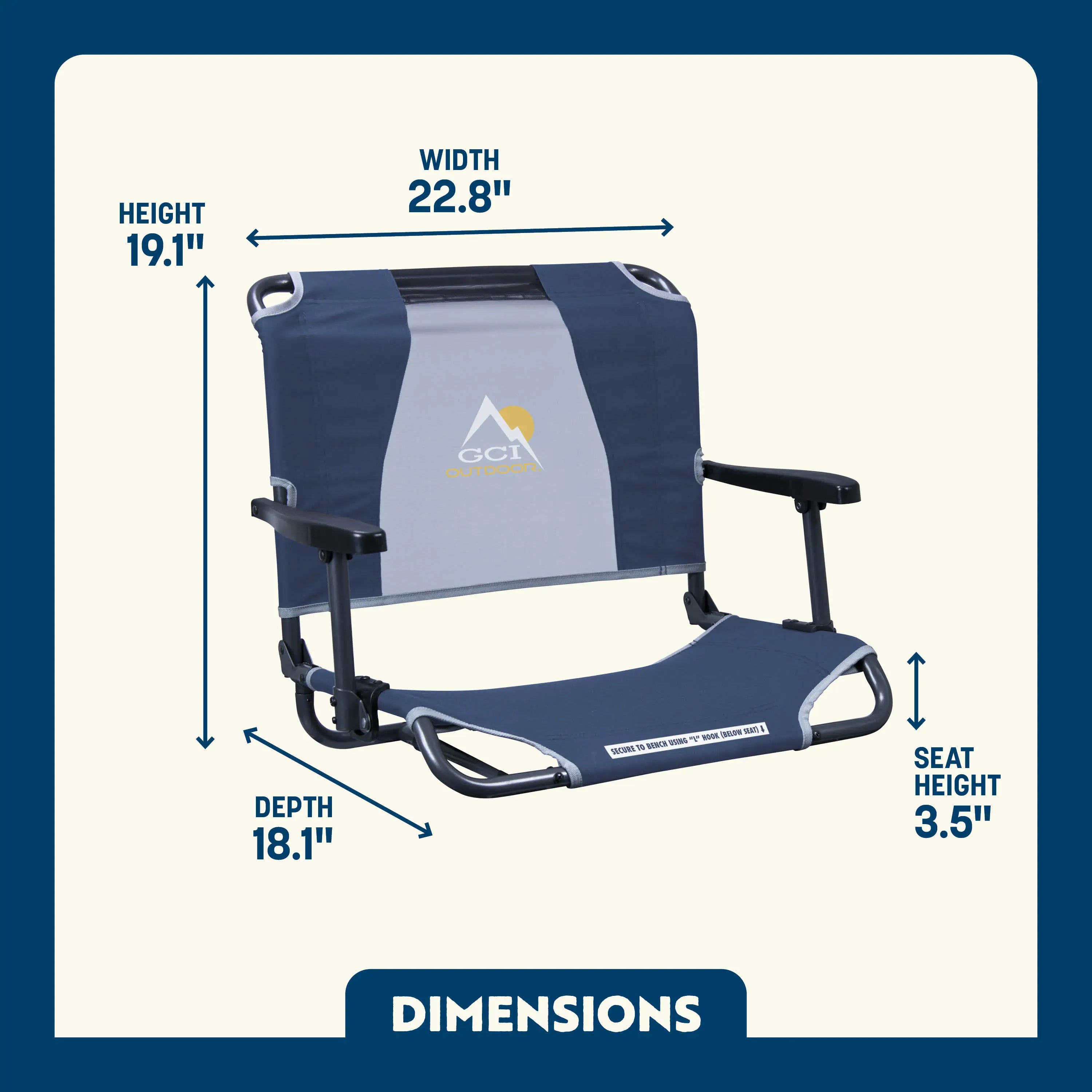 Big Comfort Stadium Chair with Armrests - Portable Folding Seat for Outdoor Sports, Concerts, and Camping - Heavy Duty Bleacher Chair with Back Support