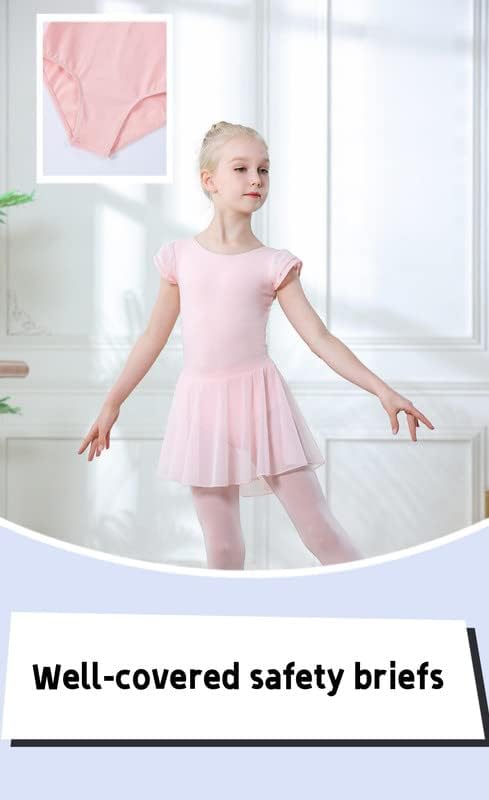 **DIPUG Girls Ballet Leotard with Skirt - Toddler Dance Leotard with Flutter Sleeves & Criss-Cross Back - Perfect for Ballet Class, Recitals & Dance Performances**