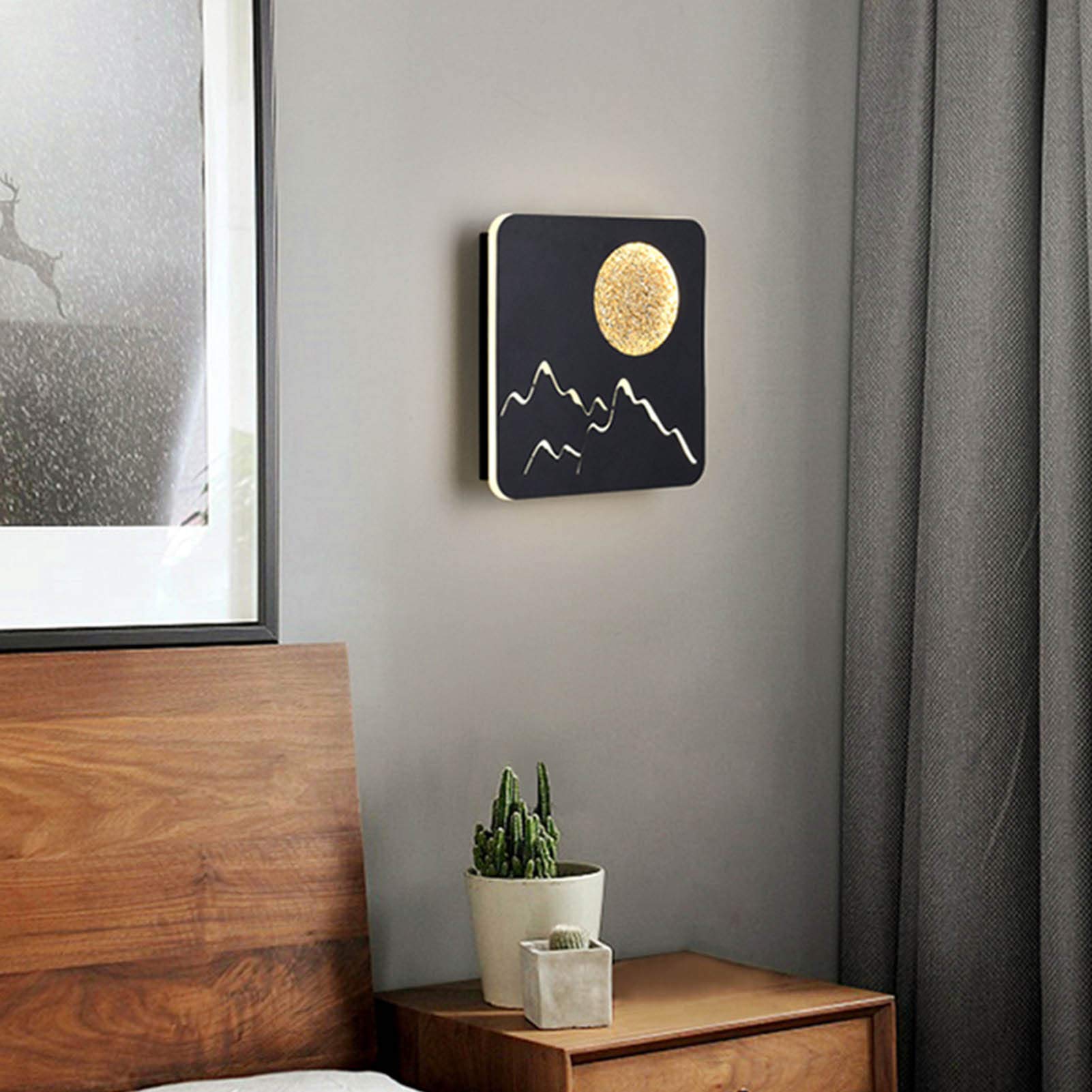 Ironheel Modern LED White Light Metal Wall Lamp - 18W Creative Square Sunrise Wall Sconce - Bedroom & Living Room Decor Lighting - White Light (6000K) - 23x23cm (9x9inch) - Perfect for Ambient Lighting in Hallways, Staircases, and Entryways