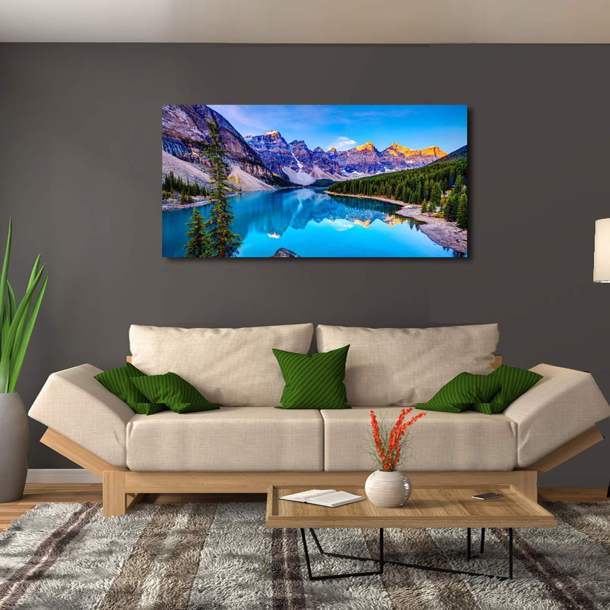 Lake Mountain Landscape Canvas Wall Art - Modern Waterproof Print for Home Decor, 2.5cm Thick Stretched & Ready to Hang | Perfect for Living Room, Bedroom & Office Decor