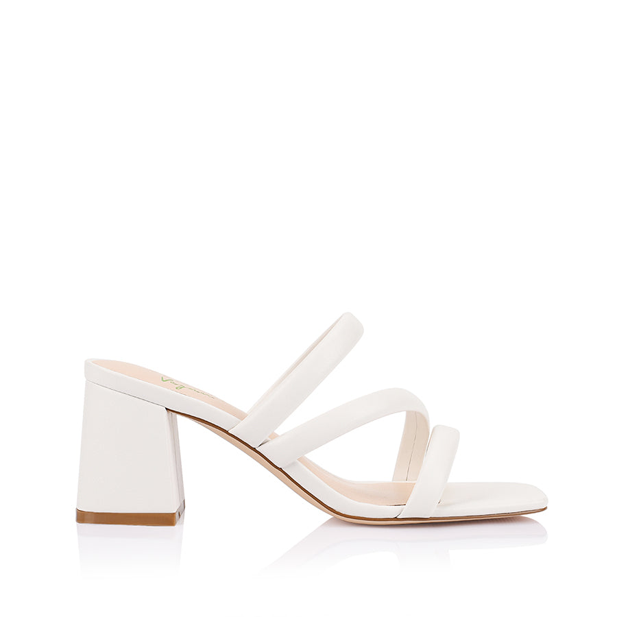 Stallone Block Heel Mules for Women - Comfortable Slip-On Shoes in Chalk White | Perfect for Office, Casual Outfits & Everyday Wear