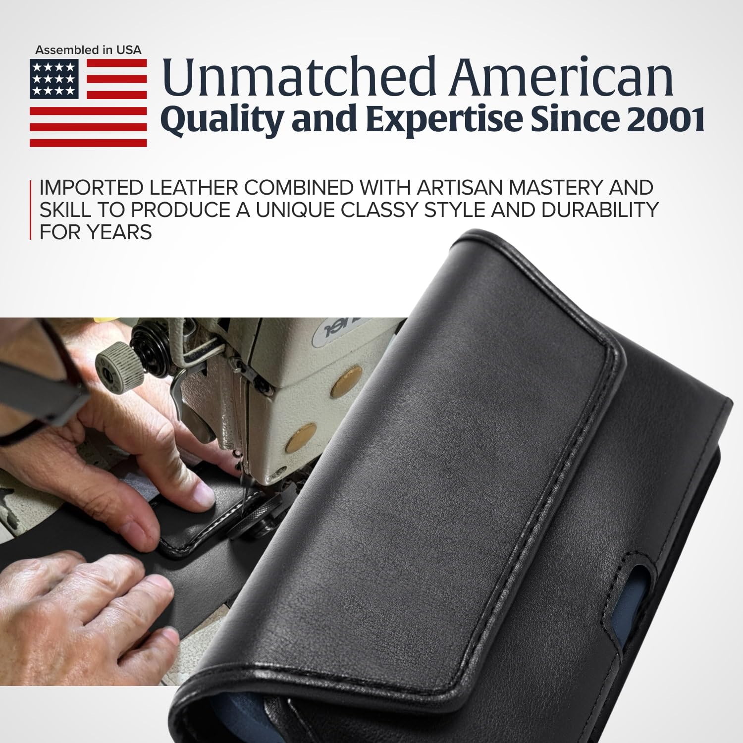Premium Leather Phone Holster for iPhone 14/14 Pro/13/13 Pro/12/12 Pro - Black Belt Clip Phone Holder with Metal Clip - Fits Bulky Cases - Perfect for Hiking, Running & Outdoor Activities