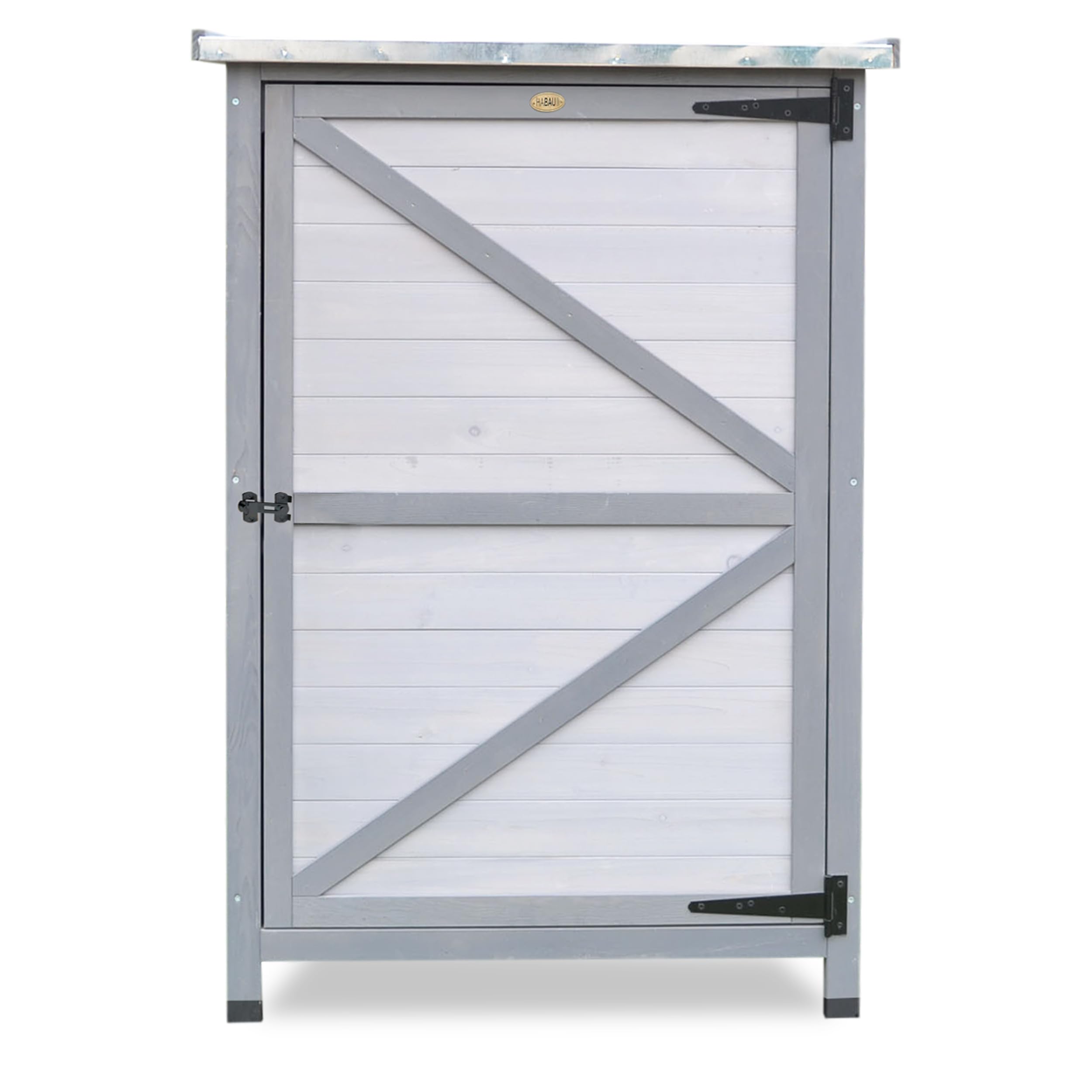 Weatherproof Outdoor Storage Cabinet with Flat Roof & Shelves - Grey/Light Grey Garden Cabinet for Patio, Deck, and Backyard Organization