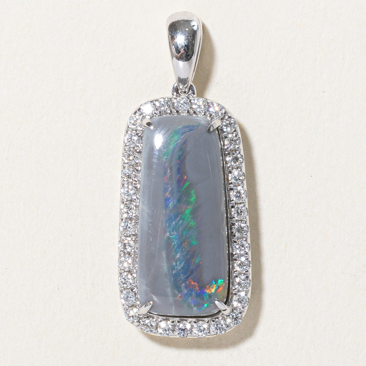 Exquisite 2.75ct Australian Opal & 0.34ct Diamond Pendant Necklace - Elegant Jewelry Gift for Women - Perfect for Weddings, Anniversaries & Special Occasions