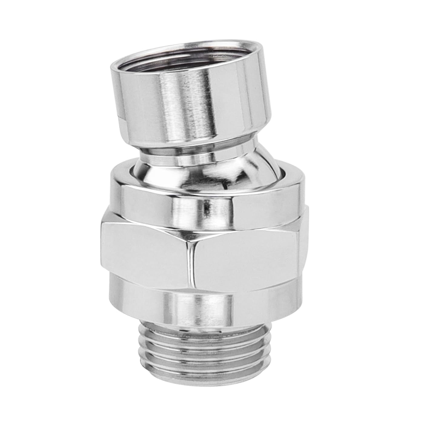 Bestgle G1/2 Adjustable Shower Swivel Ball Joint Adapter - Universal Copper Shower Head Holder & Arm Extension for Bathroom Renovation - Silver (Perfect for Spa-Like Shower Experience & Bathroom Upgrades)