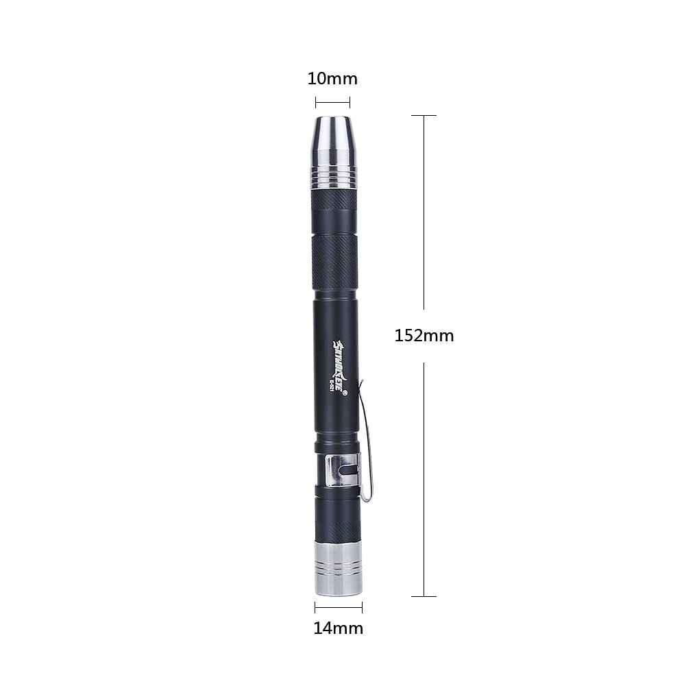 Portable Mini LED Flashlight - Ultra Bright Pocket Flashlight with Clip, Battery Powered Pen Light for Camping, Hiking, Emergency & Everyday Use (Black)