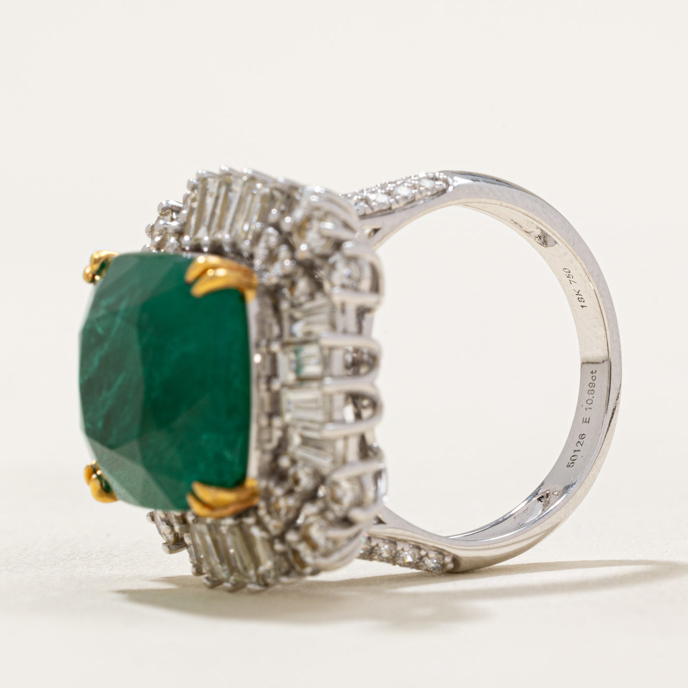 Emerald and Diamond Cocktail Ring - 10.89ct Emerald with 2.03ctw Diamonds - Size 7 - Elegant Statement Jewelry for Evening Parties, Weddings & Special Occasions
