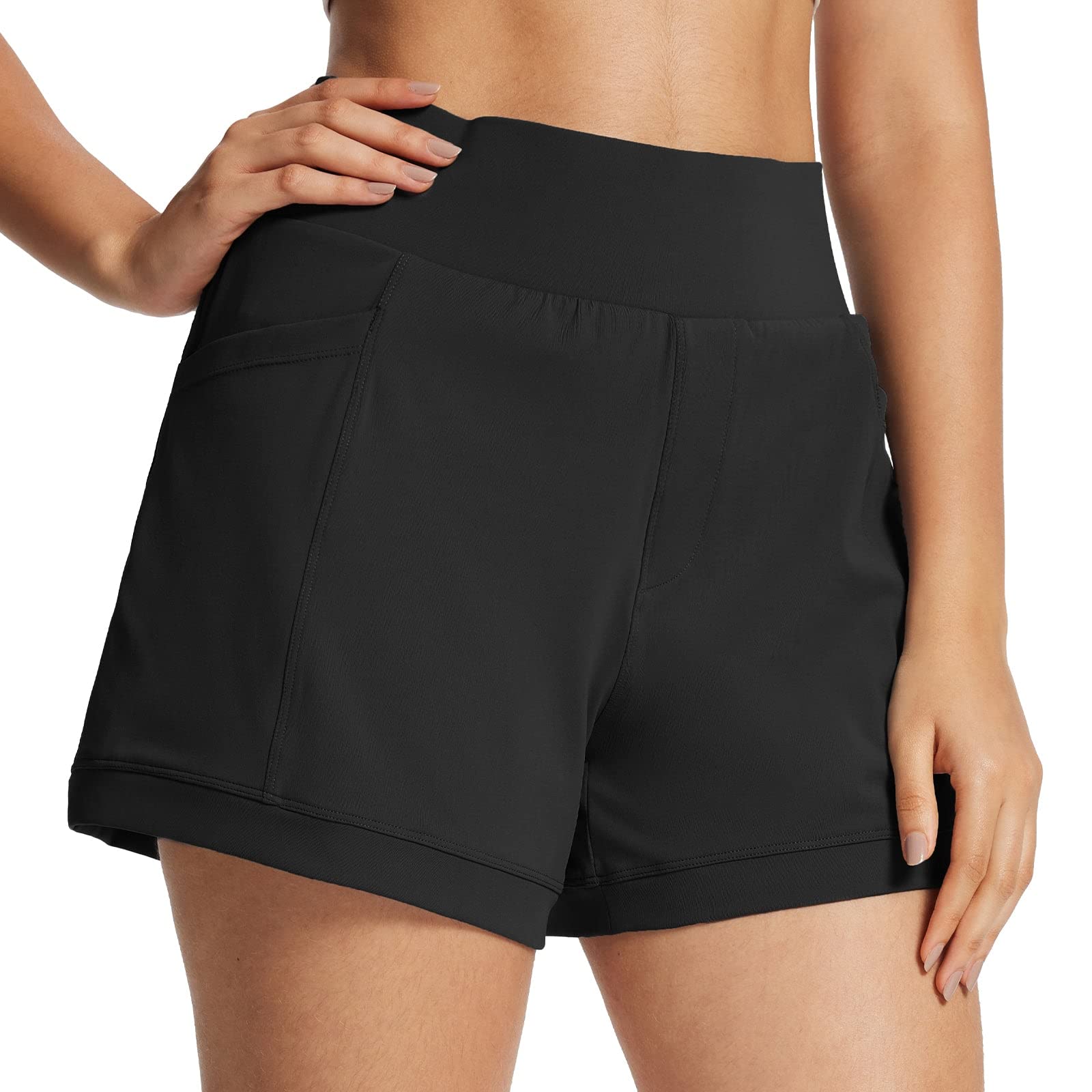 BALEAF Women's Quick Dry High Waisted Hiking Shorts with Pockets - A-Line Athletic Yoga Running Workout Shorts for Outdoor Activities, Gym & Casual Wear