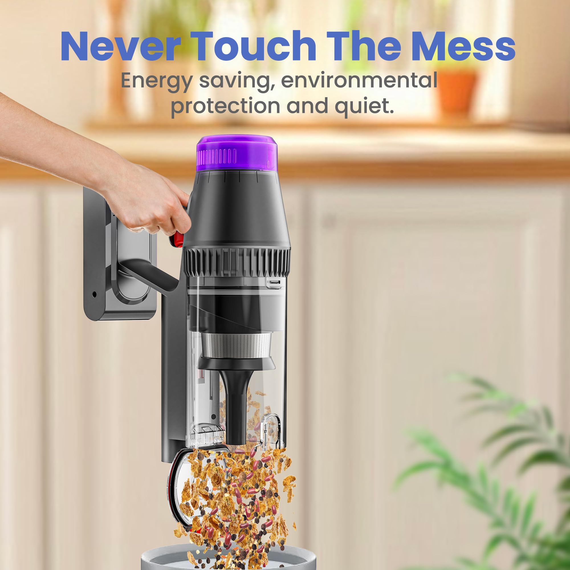 Powerful 500W Cordless Vacuum Cleaner - 45Kpa Suction, 60min Runtime for Home & Carpet Cleaning