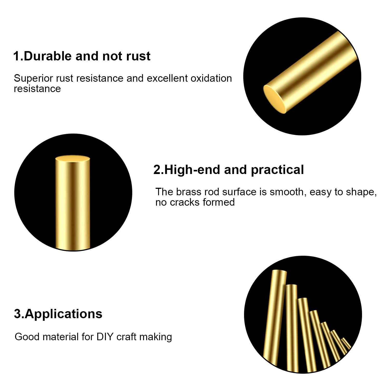 DYWISHKEY 20-Pack 5/32 Inch Brass Rods - Premium Brass Round Stock Lathe Bar for DIY Crafts, Model Building & Jewelry Making (3.94